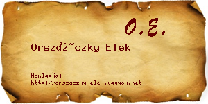 Orszáczky Elek névjegykártya